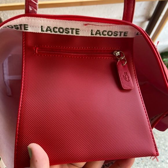 Lacoste Red Solid Tote Bag - Picture 12 of 16